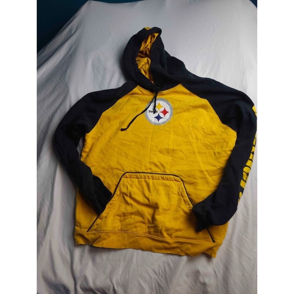 Pittsburgh Steelers NFL Reebok Hoodie Mens XL Yellow Black Raglan Gorpcore Y2K